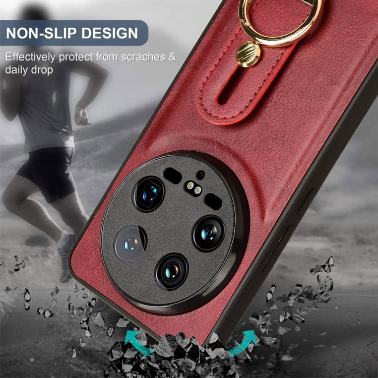 For Xiaomi 14 Ultra Wristband Leather Back Phone Case(Red) by buy2fix
