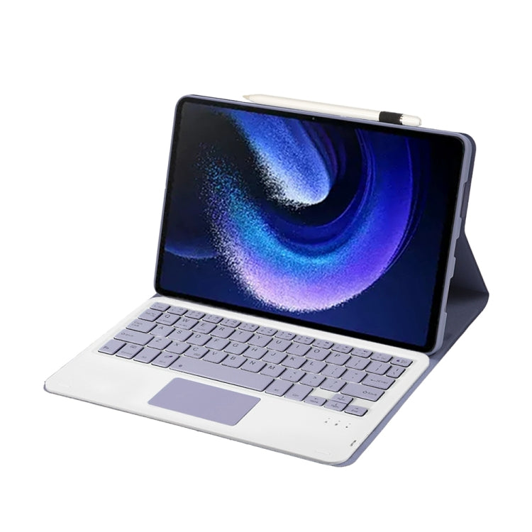 For Xiaomi Pad 6 / Pad 6 Pro A0N7-A Lambskin Texture Ultra-thin Bluetooth Keyboard Leather Case with Touchpad(Purple) by buy2fix