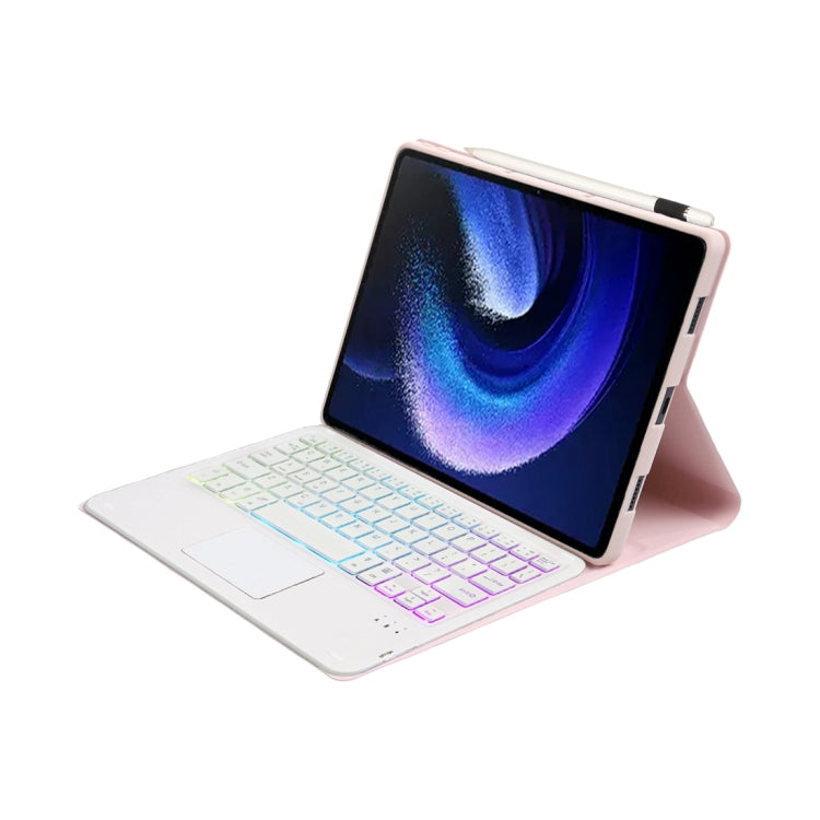 For Xiaomi Pad 6 / Pad 6 Pro A0N7-AS Lambskin Texture Ultra-thin Backlight Bluetooth Keyboard Leather Case with Touchpad(Pink) by buy2fix