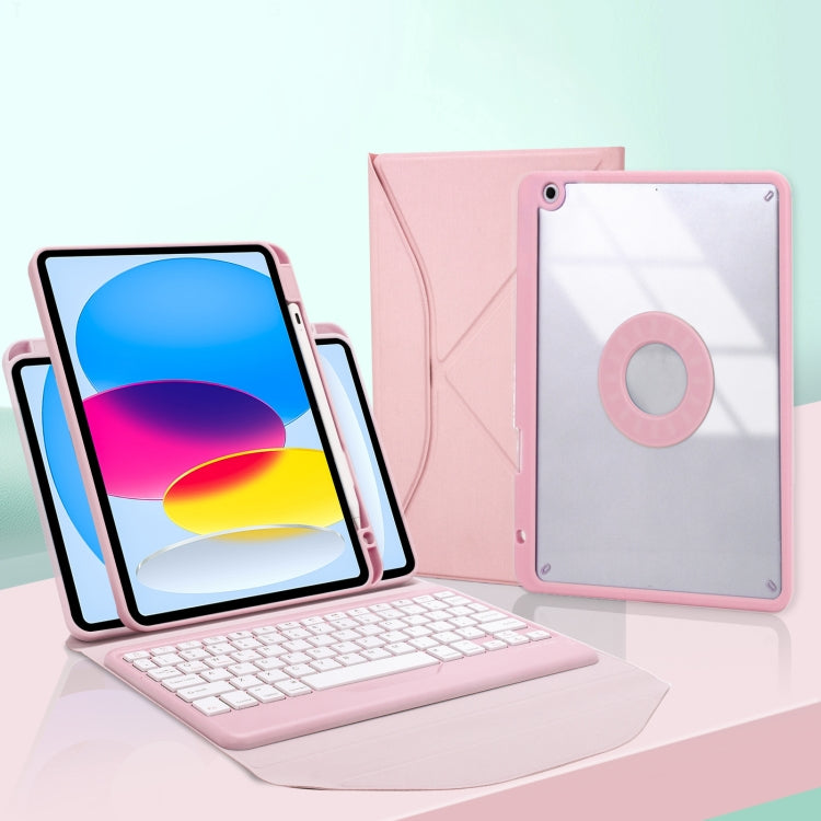 Z10B For iPad 10th Gen 10.9 2022 / 11 2025 Pen Slot Bluetooth Keyboard Leather Tablet Case(Pink) by buy2fix