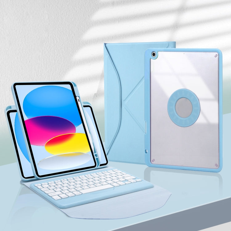 Z10B For iPad 10th Gen 10.9 2022 / 11 2025 Pen Slot Bluetooth Keyboard Leather Tablet Case(Blue) by buy2fix