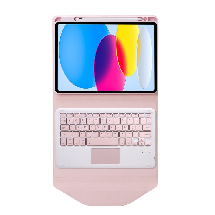 Z10B-A For iPad 10th Gen 10.9 2022 / 11 2025 Pen Slot Touchpad Bluetooth Keyboard Leather Tablet Case(Pink) by buy2fix