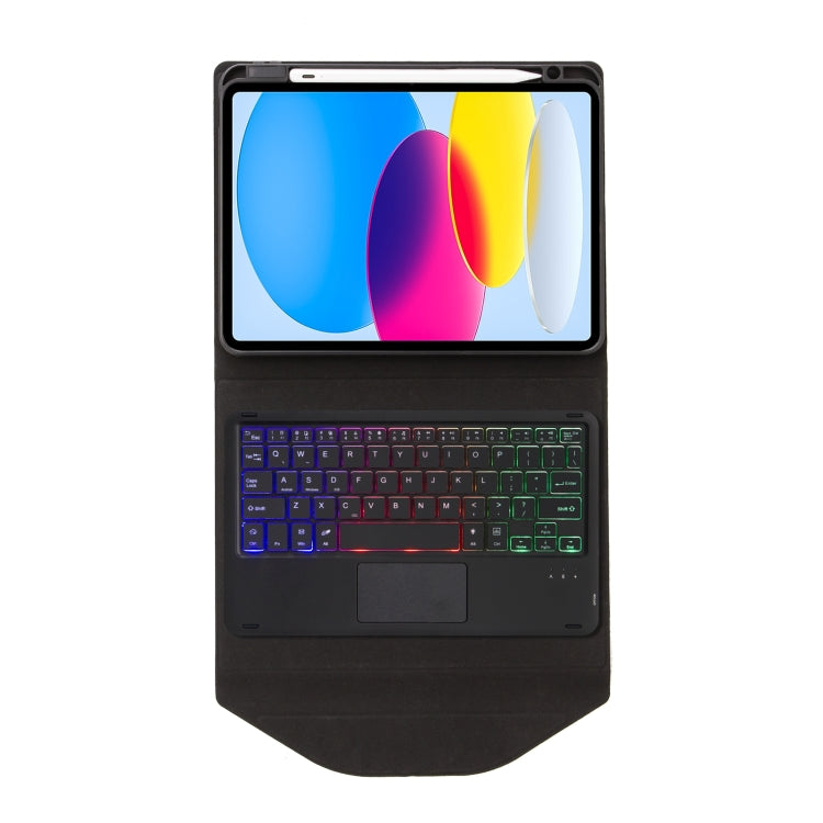 Z10B-AS For iPad 10th Gen 10.9 2022 / 11 2025 Pen Slot Touchpad Backlight Bluetooth Keyboard Leather Tablet Case(Black) by buy2fix