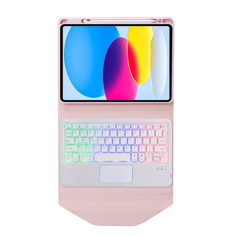 Z10B-AS For iPad 10th Gen 10.9 2022 / 11 2025 Pen Slot Touchpad Backlight Bluetooth Keyboard Leather Tablet Case(Pink) by buy2fix