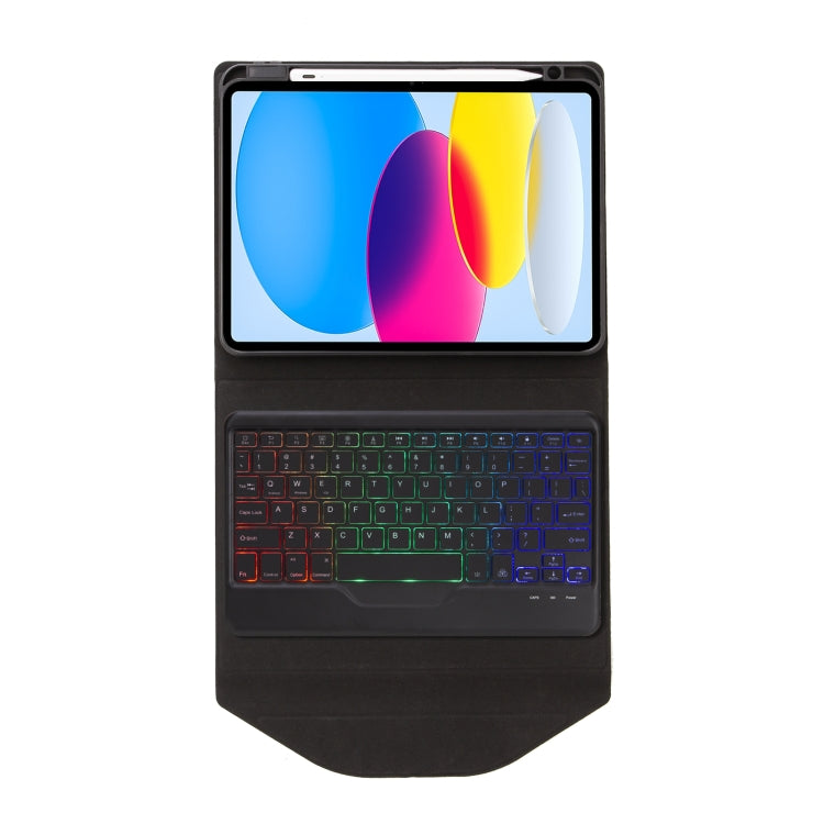 Z10BS For iPad 10th Gen 10.9 2022 / 11 2025 Pen Slot Backlight Bluetooth Keyboard Leather Tablet Case(Black) by buy2fix