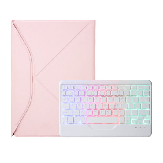 Z10BS For iPad 10th Gen 10.9 2022 / 11 2025 Pen Slot Backlight Bluetooth Keyboard Leather Tablet Case(Pink) by buy2fix