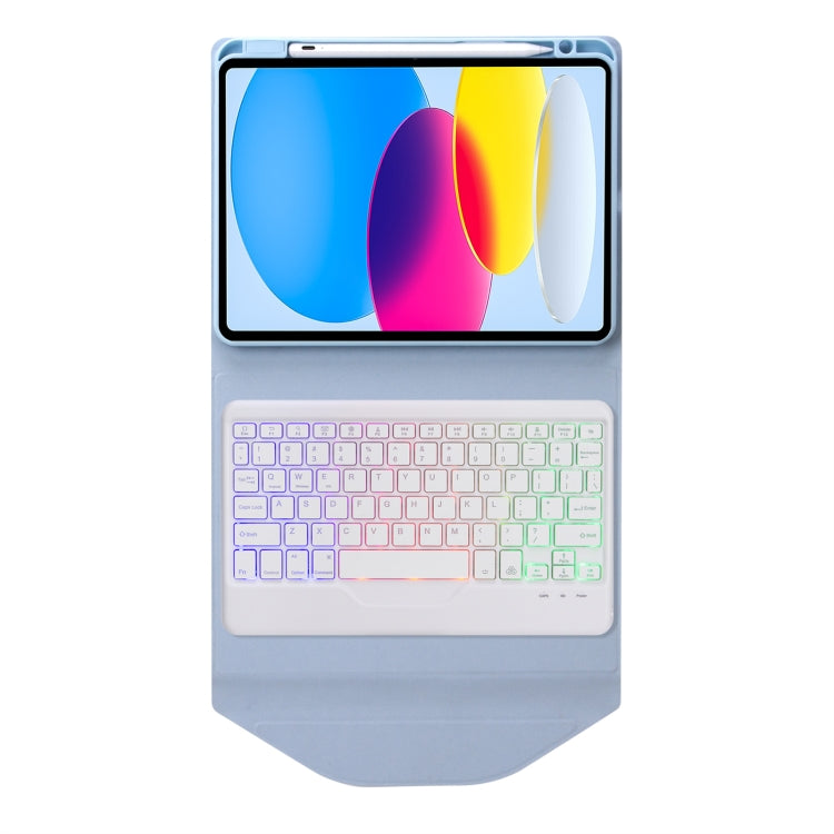 Z10BS For iPad 10th Gen 10.9 2022 / 11 2025 Pen Slot Backlight Bluetooth Keyboard Leather Tablet Case(Sky Blue) by buy2fix