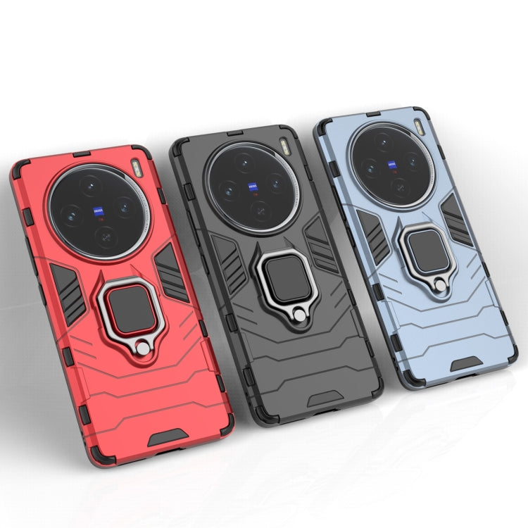 For vivo X100 5G Magnetic Ring Holder PC + TPU Phone Case(Navy Blue) by buy2fix