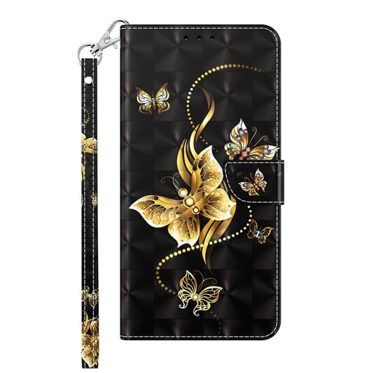 For Xiaomi Redmi Note 12 Pro+ 5G Global 3D Painted Pattern Leather Phone Case(Golden Butterfly) by buy2fix
