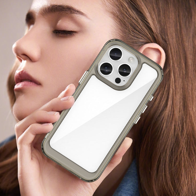For iPhone 16 Pro Colorful Series Acrylic + TPU Phone Case(Transparent Grey) by buy2fix