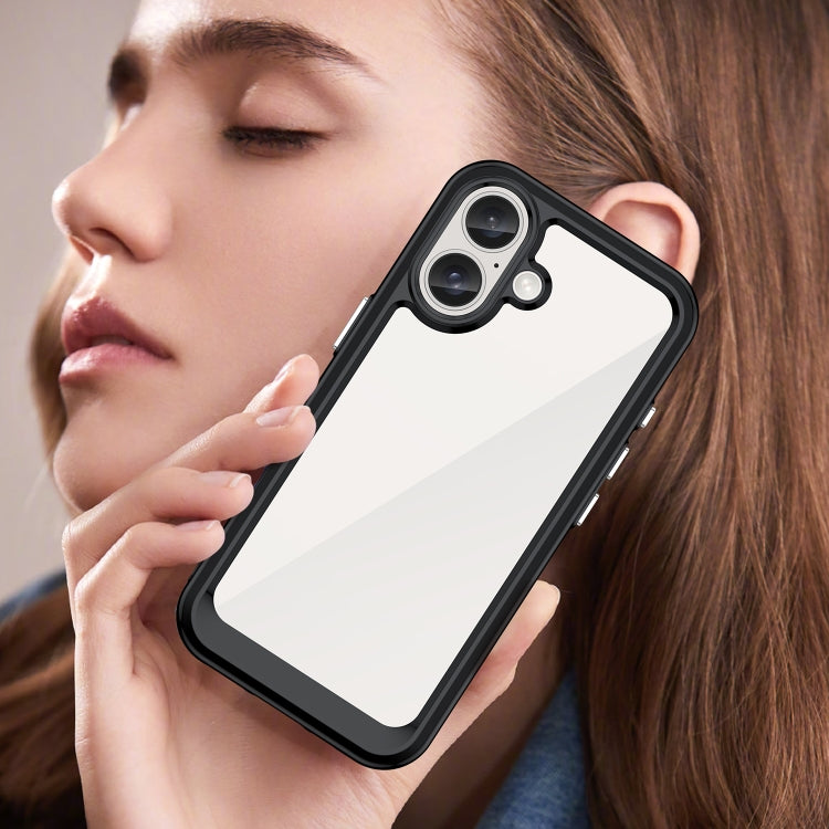 For iPhone 16 Plus Colorful Series Acrylic + TPU Phone Case(Black) by buy2fix