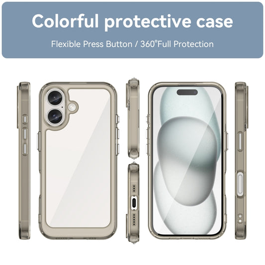For iPhone 16 Plus Colorful Series Acrylic + TPU Phone Case(Transparent Grey) by buy2fix
