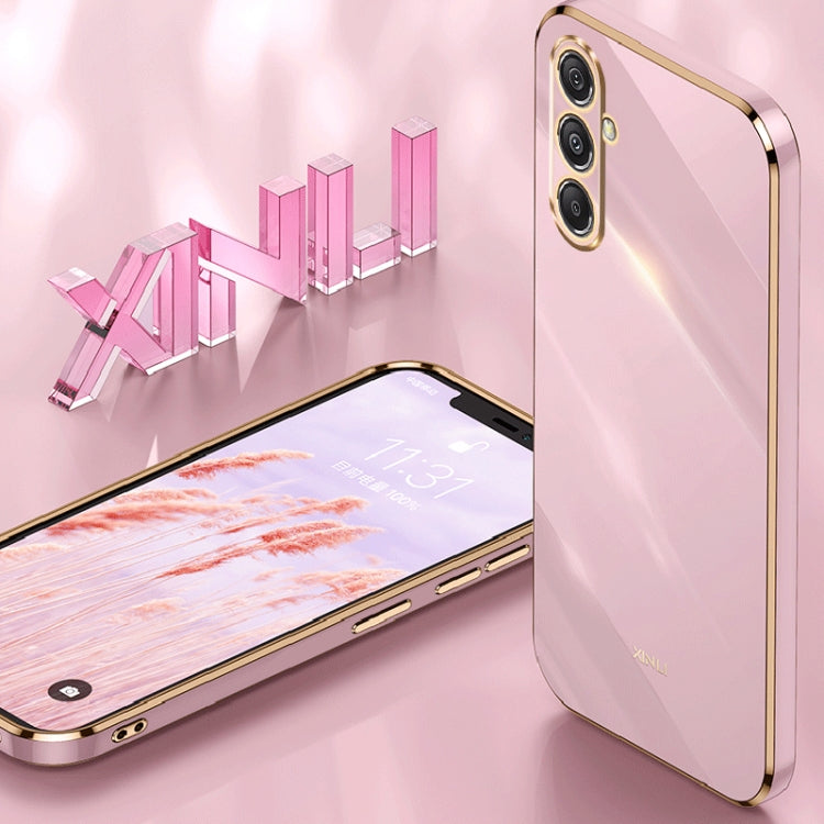 For Samsung Galaxy S23 FE 5G XINLI Straight Edge 6D Electroplate TPU Phone Case(Pink) by XINLI