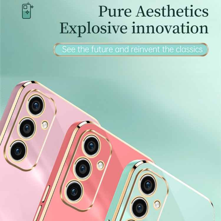 For Samsung Galaxy A35 5G XINLI Straight Edge 6D Electroplate TPU Phone Case with Ring Holder(Pink) by XINLI