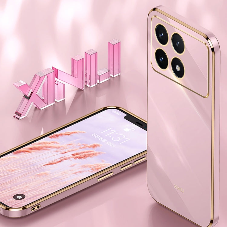For Xiaomi Redmi K70E XINLI Straight Edge 6D Electroplate TPU Phone Case with Ring Holder(Pink) by XINLI