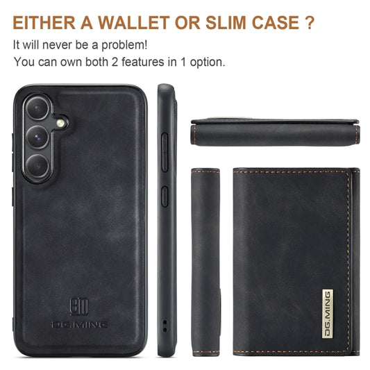 For Samsung Galaxy S24 5G DG.MING M1 Series 3-Fold Multi Card Wallet + Magnetic Phone Case(Black) by DG.MING