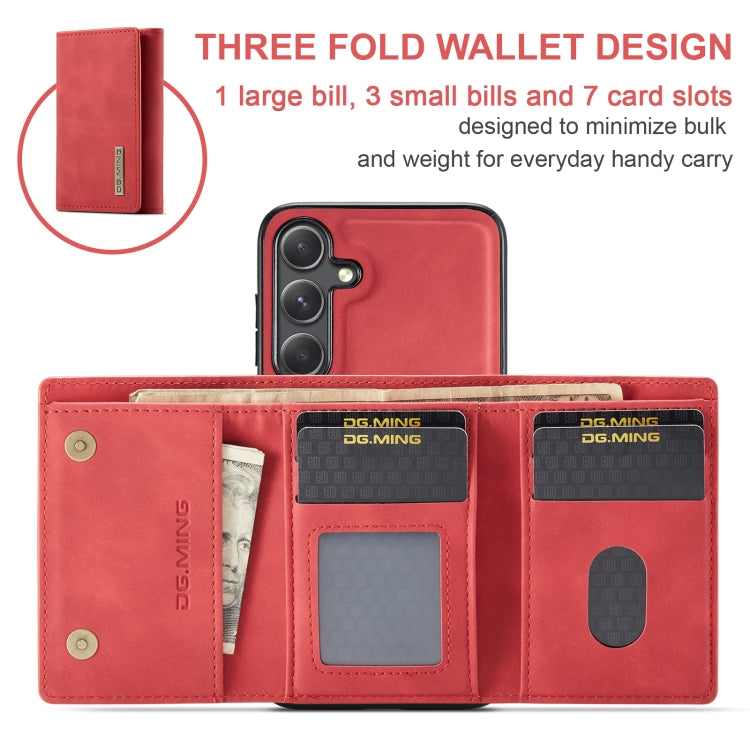 For Samsung Galaxy S24+ 5G DG.MING M1 Series 3-Fold Multi Card Wallet + Magnetic Phone Case(Red) by DG.MING