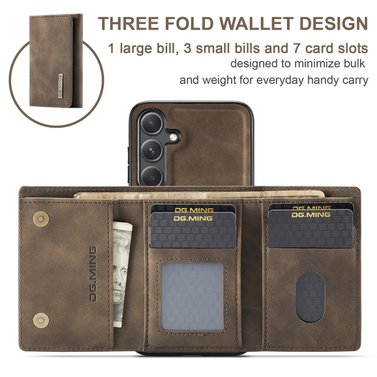 For Samsung Galaxy S24+ 5G DG.MING M1 Series 3-Fold Multi Card Wallet + Magnetic Phone Case(Coffee) by DG.MING
