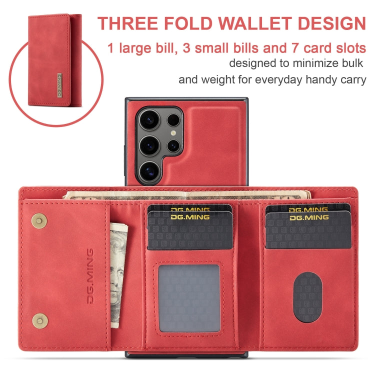 For Samsung Galaxy S24 Ultra 5G DG.MING M1 Series 3-Fold Multi Card Wallet + Magnetic Phone Case(Red) by DG.MING