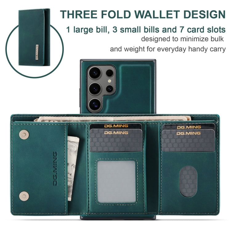 For Samsung Galaxy S24 Ultra 5G DG.MING M1 Series 3-Fold Multi Card Wallet + Magnetic Phone Case(Green) by DG.MING