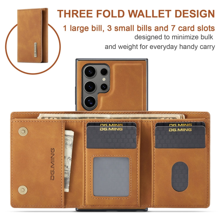 For Samsung Galaxy S24 Ultra 5G DG.MING M1 Series 3-Fold Multi Card Wallet + Magnetic Phone Case(Brown) by DG.MING