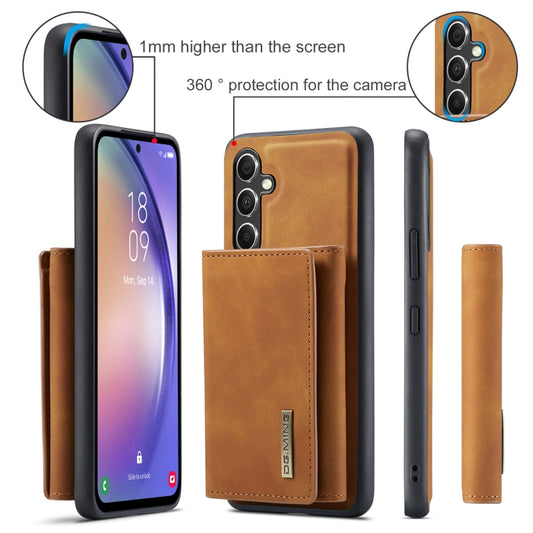 For Samsung Galaxy A35 5G DG.MING M1 Series 3-Fold Multi Card Wallet + Magnetic Phone Case(Brown) by DG.MING