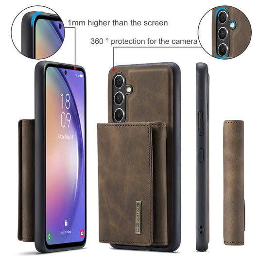 For Samsung Galaxy A35 5G DG.MING M1 Series 3-Fold Multi Card Wallet + Magnetic Phone Case(Coffee) by DG.MING