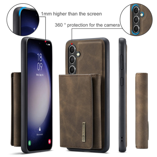For Samsung Galaxy A55 5G DG.MING M1 Series 3-Fold Multi Card Wallet + Magnetic Phone Case(Coffee) by DG.MING
