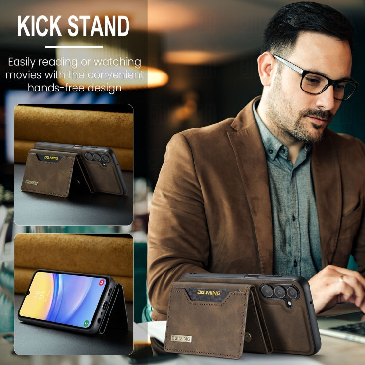 For Samsung Galaxy A15 5G / A15 4G DG.MING M2 Series 3-Fold Multi Card Bag + Magnetic Phone Case(Coffee) by DG.MING