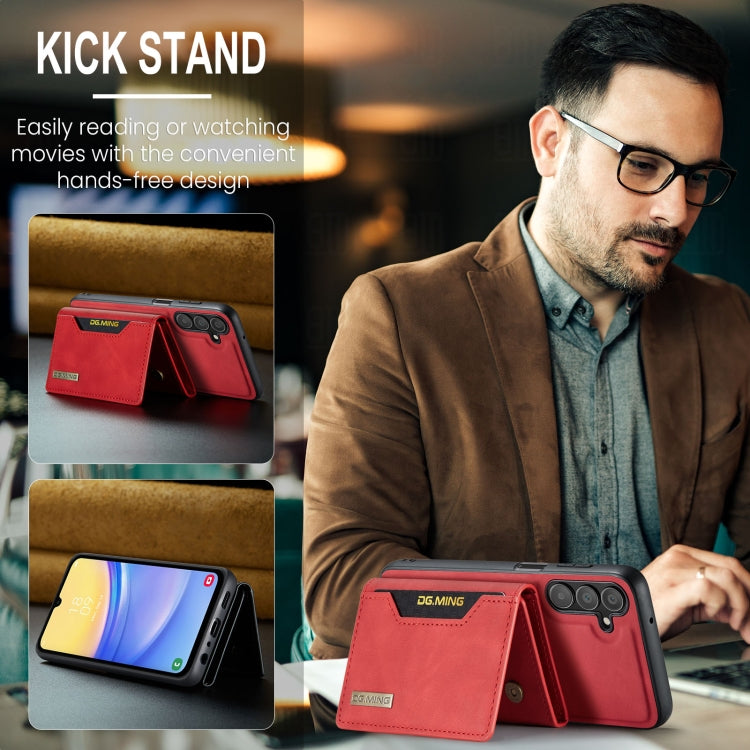 For Samsung Galaxy A15 5G / A15 4G DG.MING M2 Series 3-Fold Multi Card Bag + Magnetic Phone Case(Red) by DG.MING