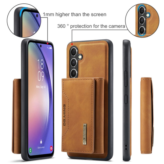 For Samsung Galaxy A35 5G DG.MING M2 Series 3-Fold Multi Card Bag + Magnetic Phone Case(Brown) by DG.MING