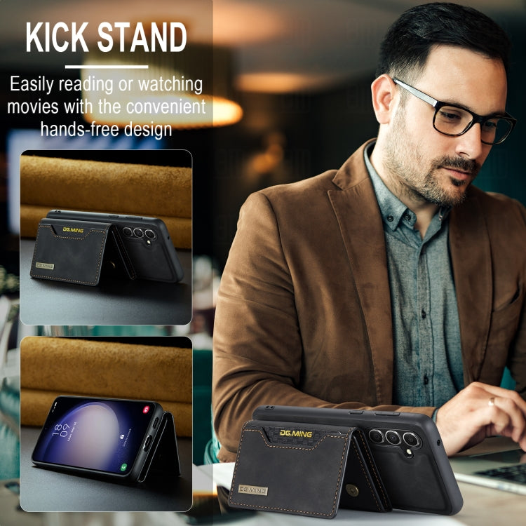 For Samsung Galaxy A55 5G DG.MING M2 Series 3-Fold Multi Card Bag + Magnetic Phone Case(Black) by DG.MING