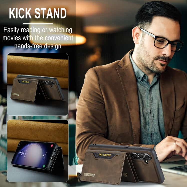 For Samsung Galaxy A55 5G DG.MING M2 Series 3-Fold Multi Card Bag + Magnetic Phone Case(Coffee) by DG.MING