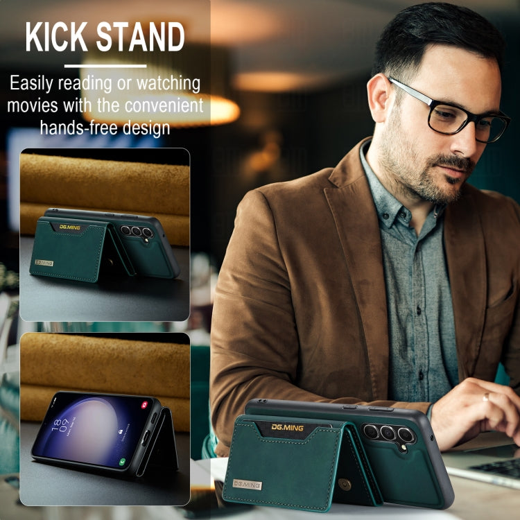 For Samsung Galaxy A55 5G DG.MING M2 Series 3-Fold Multi Card Bag + Magnetic Phone Case(Green) by DG.MING