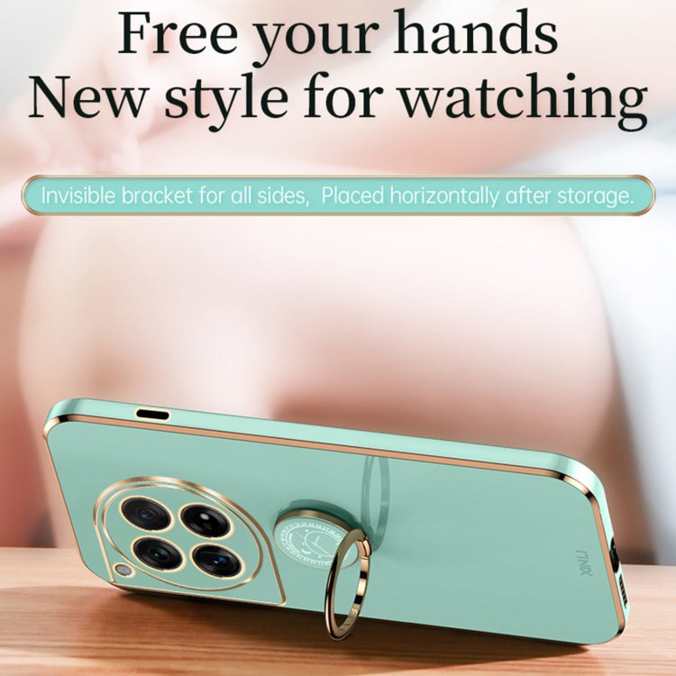 For OnePlus 12 XINLI Straight Edge 6D Electroplate TPU Phone Case with Ring Holder(Black) by XINLI