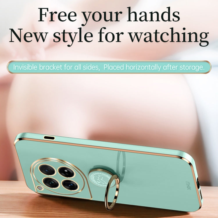 For OnePlus Ace 3 XINLI Straight Edge 6D Electroplate TPU Phone Case with Ring Holder(Black) by XINLI