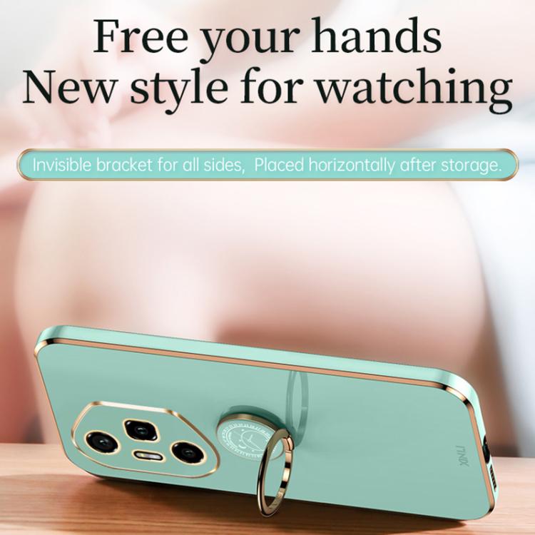 For Honor 300 Pro XINLI Straight Edge 6D Electroplate TPU Phone Case with Ring Holder(Mint Green) - Honor Cases by XINLI | Online Shopping UK | buy2fix