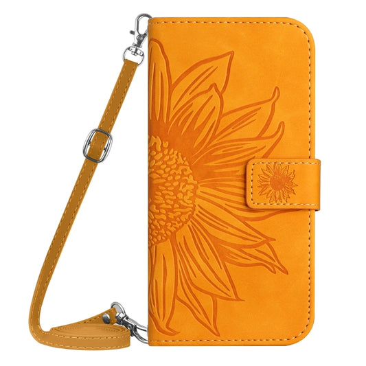 For Xiaomi 14 Skin Feel Sun Flower Embossed Flip Leather Phone Case with Lanyard(Yellow) by buy2fix