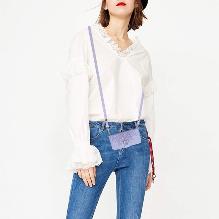 For Xiaomi 14 Pro Skin Feel Sun Flower Embossed Flip Leather Phone Case with Lanyard(Purple) by buy2fix