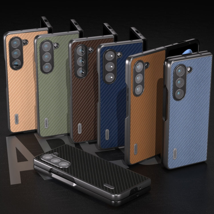 For Samsung Galaxy Z Fold6 ABEEL Carbon Fiber Texture Protective Phone Case(Light Brown) by buy2fix