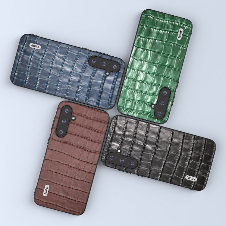 For Samsung Galaxy S23 FE 5G ABEEL Crocodile Texture Genuine Leather Phone Case(Brown) by buy2fix