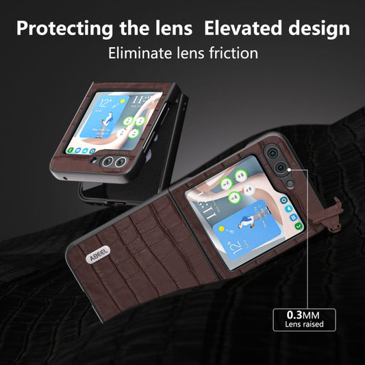 For Samsung Galaxy Z Flip6 / Flip7 FE ABEEL Crocodile Texture Genuine Leather Phone Case(Brown) by buy2fix