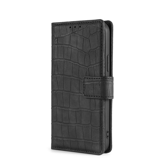 For Realme GT Neo5 SE Skin Feel Crocodile Magnetic Clasp Leather Phone Case(Black) by buy2fix