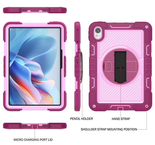 For Huawei MatePad 11.5 2023 360 Degree Rotation PC Contrast Silicone Tablet Case(Rose Red + Pink) - Huawei by buy2fix | Online Shopping UK | buy2fix