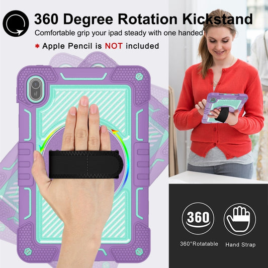 For Huawei MatePad SE 11 360 Degree Rotation PC Contrast Silicone Tablet Case(Purple + Mint Green) - Huawei by buy2fix | Online Shopping UK | buy2fix