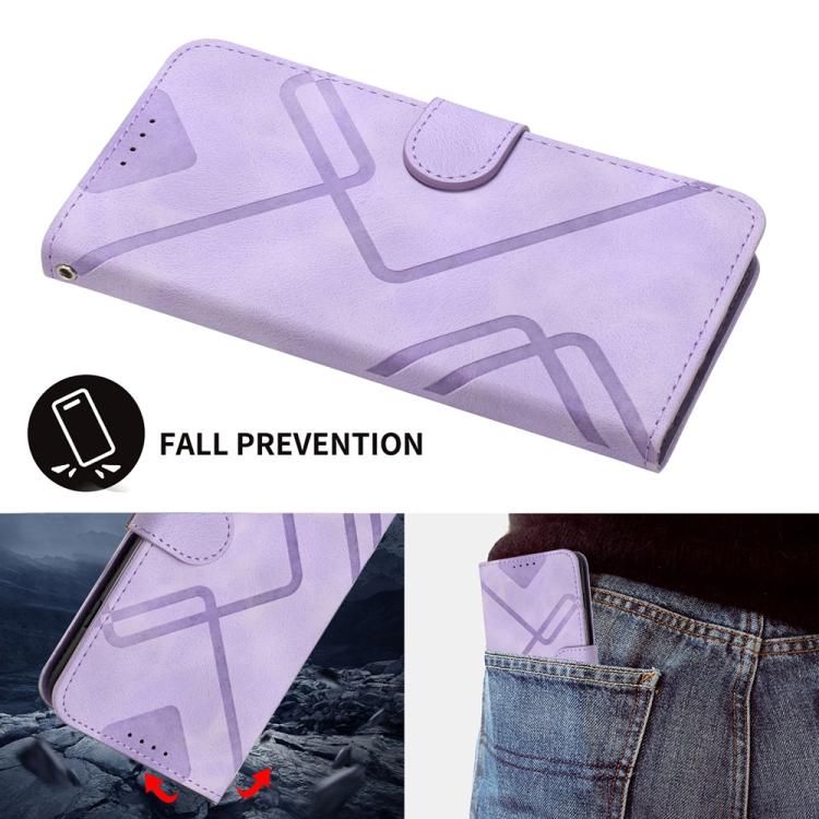 For iPhone 17 Air Line Pattern Skin Feel Leather Phone Case(Light Purple) - iPhone 17 Air Cases by buy2fix | Online Shopping UK | buy2fix