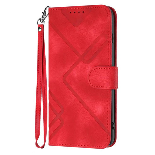 For iPhone 17 Line Pattern Skin Feel Leather Phone Case(Red) - iPhone 17 Cases by buy2fix | Online Shopping UK | buy2fix