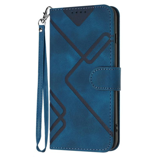 For iPhone 17 Line Pattern Skin Feel Leather Phone Case(Royal Blue) - iPhone 17 Cases by buy2fix | Online Shopping UK | buy2fix