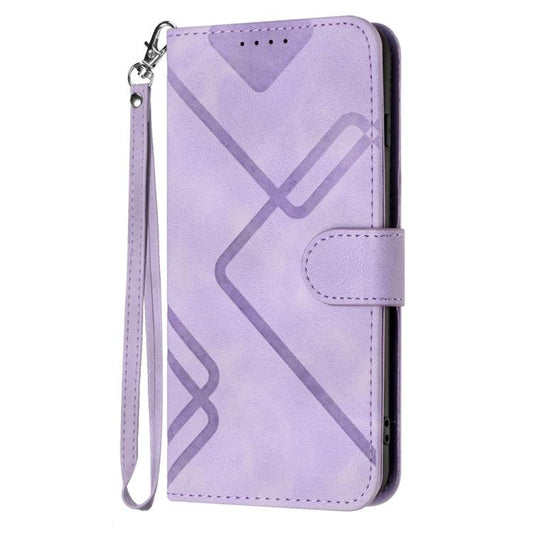 For iPhone 17 Pro Max Line Pattern Skin Feel Leather Phone Case(Light Purple) - iPhone 17 Pro Max Cases by buy2fix | Online Shopping UK | buy2fix