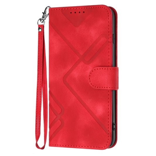 For OnePlus 11 Line Pattern Skin Feel Leather Phone Case(Red) by buy2fix